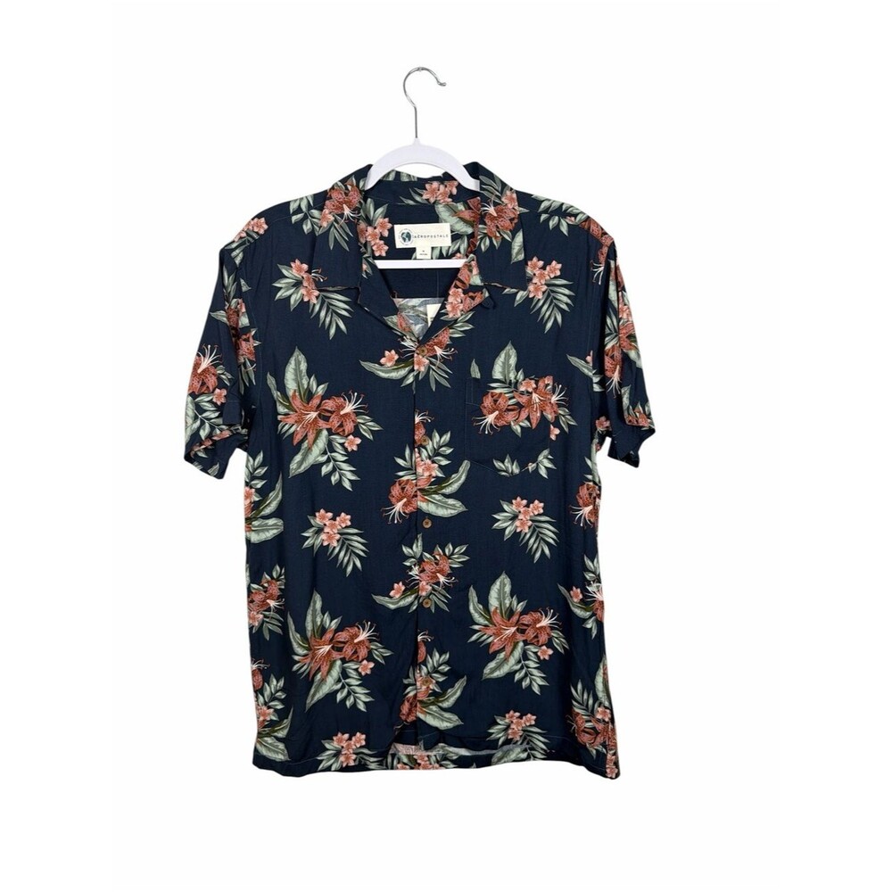 Aeropostale Floral Hawaiian Camp Shirt Tropical Button Front Vacation Resort NWT